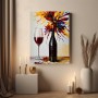 Glas Wein mit Weinflasche am Tisch