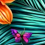 Blumenland mit Schmetterling