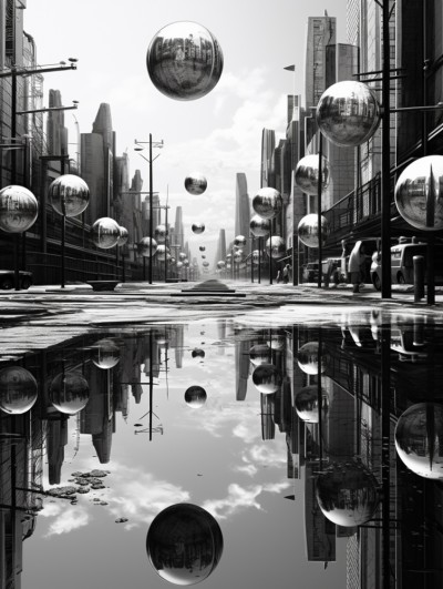 Metallkugeln Stadt Bild