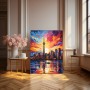 Skyline der Stadt mit einer Spiegelung im Wasser