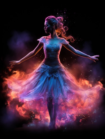 Eine Frau in einem Feuer-Kleid