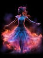 Eine Frau in einem Feuer-Kleid