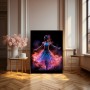 Eine Frau in einem Feuer-Kleid