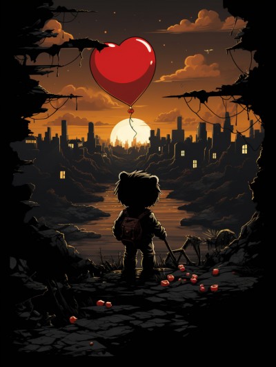 Bär mit Herzluftballon