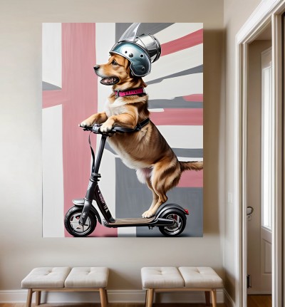 Hund auf einem Roller
