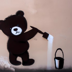 Banksy Style Bär mit Pinsel
