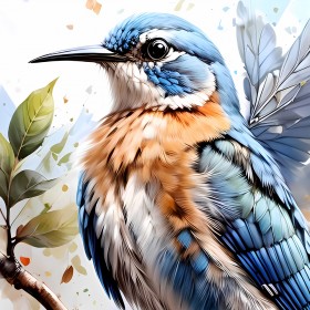 Vogel mit blauen Federn