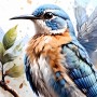 Vogel mit blauen Federn