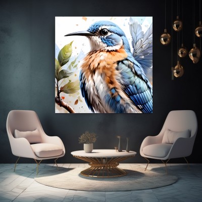 Vogel mit blauen Federn
