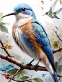 Blauer Vogel und Kolibri