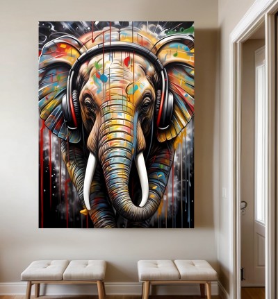Elefant mit Kopfhörer