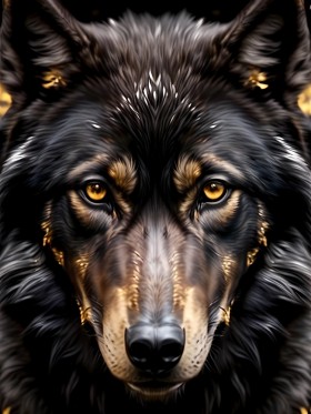 Schwarzer Wolf Porträt Schwarzer Wolf Porträt