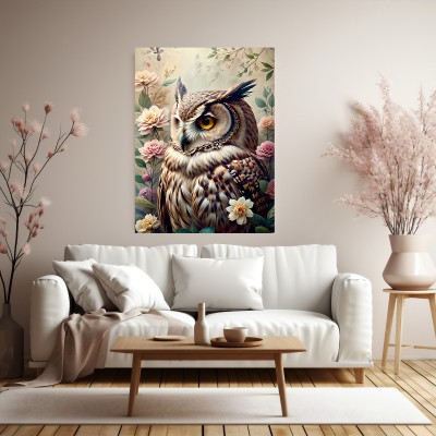 Eule mit Blumen