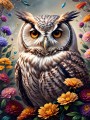 Eule und Blumen