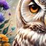 Eule und Blumen