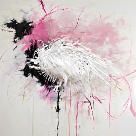Abstrakt Schwarz Rosa Weiß
