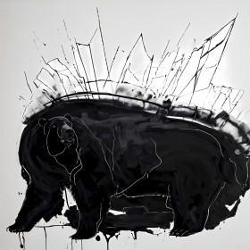 Abstrakte Malerei der schwarze Bär