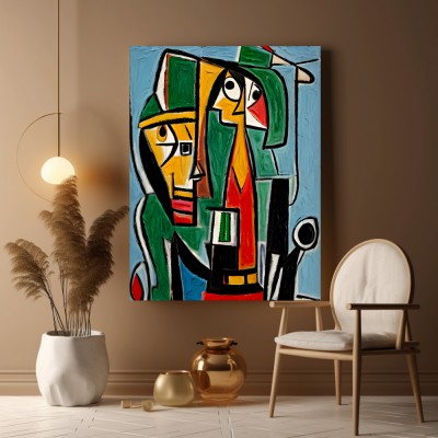 Inspiriert von Picasso, Gemälde Mann und Frau