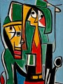 Inspiriert von Picasso, Gemälde Mann und Frau