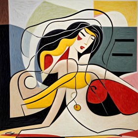 Inspiriert von Picasso, Gemälde Frau