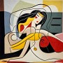 Inspiriert von Picasso, Gemälde Frau