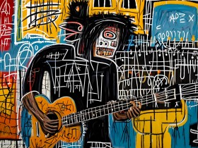 Gemalt im Stil Jean-Michel Basquiat Gemalt im Stil Jean-Michel Basquiat