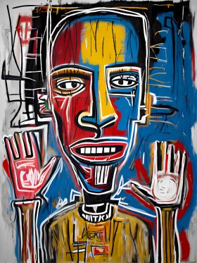 Im Stil von Jean-Michel Basquiat Porträt Im Stil von Jean-Michel Basquiat Porträt