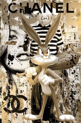 Bugs Bunny Graffiti Street-Art Gold-Optik