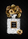 Coco Parfum Blumen Schwarz Goldoptik Kunst