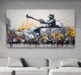 Banksy Graffiti Panzer Blumen Frieden Wandbild