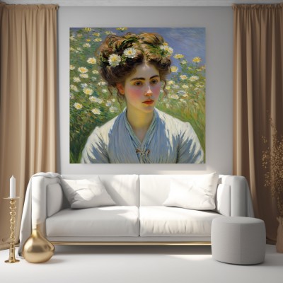 Claude Monet Stil - Frau Blumen Kunst Malerei