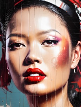 Kunst Frau Gesicht Porträt asiatisch