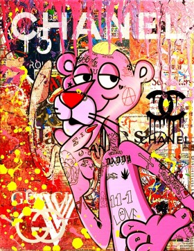 Pink Panther Street-Art Wandbild Modern Pop-Art