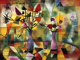 Stillleben Tisch Vase Blumen Paul Klee Stil