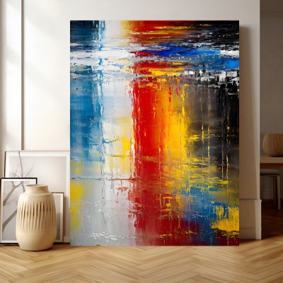 Bunt Abstraktes Acrylbild Modern Spachteltechnik Kunstdruck