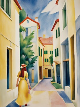 Gemälde Spaziergang in der Stadt Kunstdruck