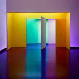 Neon Licht Geometrisch Architektur Modern Bild Farben