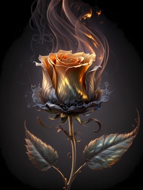 Glühende Rose Blume Feuer Moderne Kunst