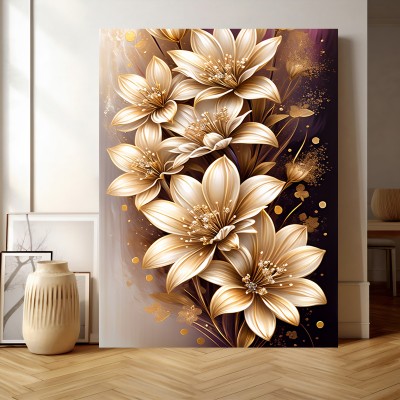 Gelbe Blumen Gold Wandbild
