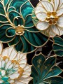 Blumen Gold Elemente Wandbild Grün