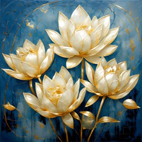 Blumen Blau Gold Lutus