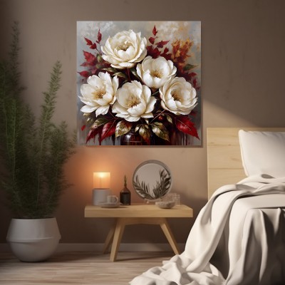 Fünf Pfingstrosen Blumen Gemälde auf Leinwand oder Poster Blumenmalerei