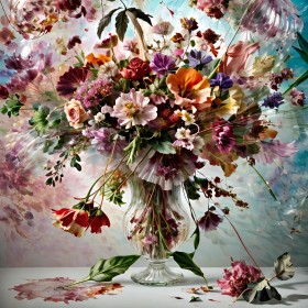 Vase Blumen Freude Leinwand Wandbild