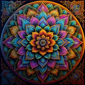 farbenfrohes Mandala Blumen Leinwand Muster Wandbild