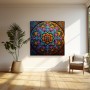 farbenfrohes Mandala Blumen Leinwand Muster Wandbild