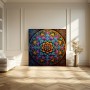 farbenfrohes Mandala Blumen Leinwand Muster Wandbild