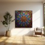 Farbenfrohes Mandala Blumen Leinwand Muster Wandbild