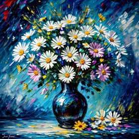 Feldblumenstrauß Stillleben Blumen Vase Modern Blau
