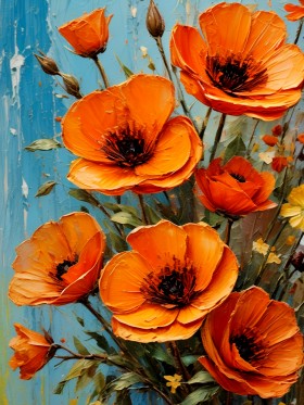 Acrylgemälde Mohnblumen Orange Wandbild Druck