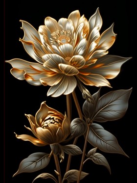 Goldene Blume Wandbild Poster Leinwand